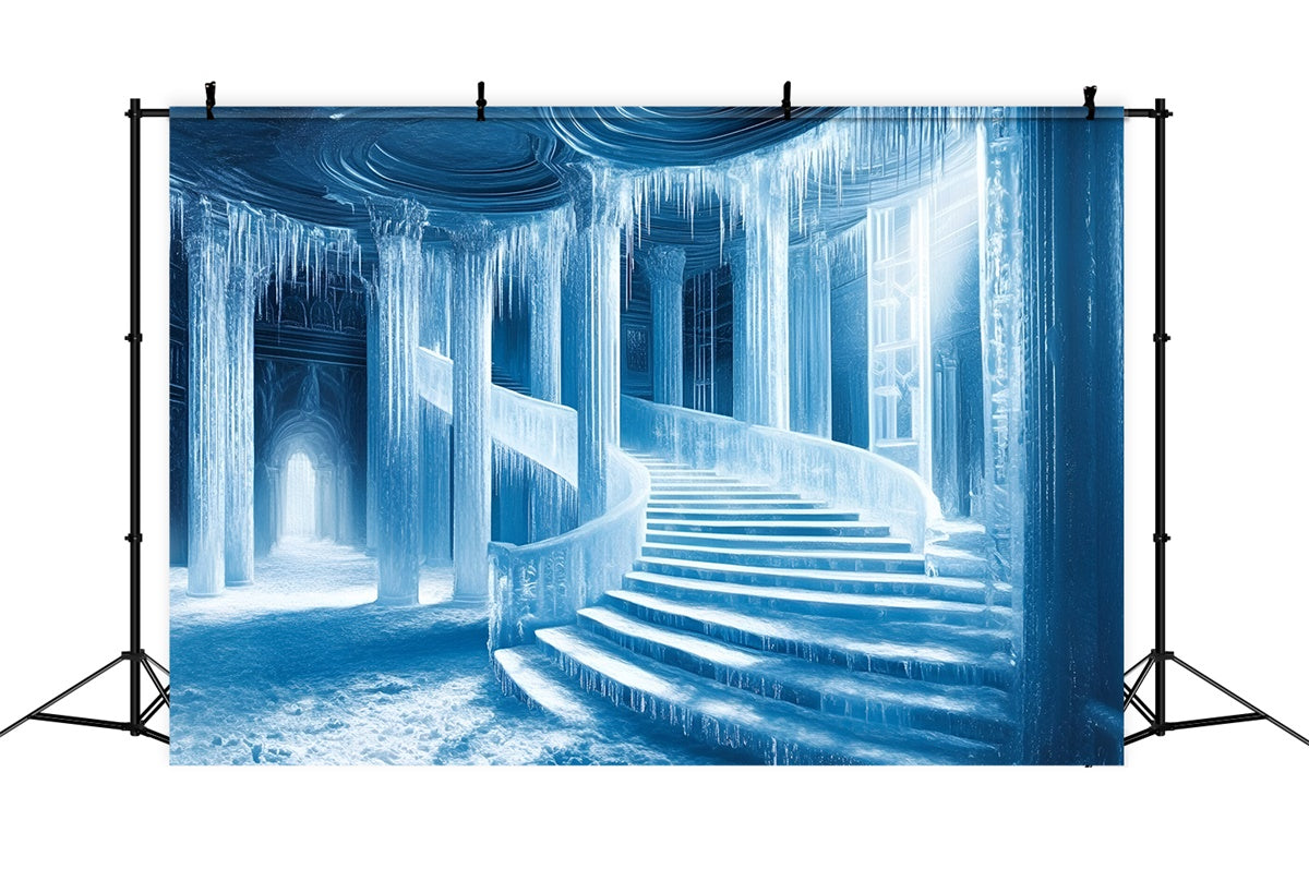 Winter Backdrops Frozen Palace Stairway Backdrop UK GQ57-166