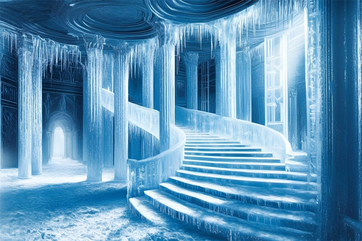 Winter Backdrops Frozen Palace Stairway Backdrop UK GQ57-166