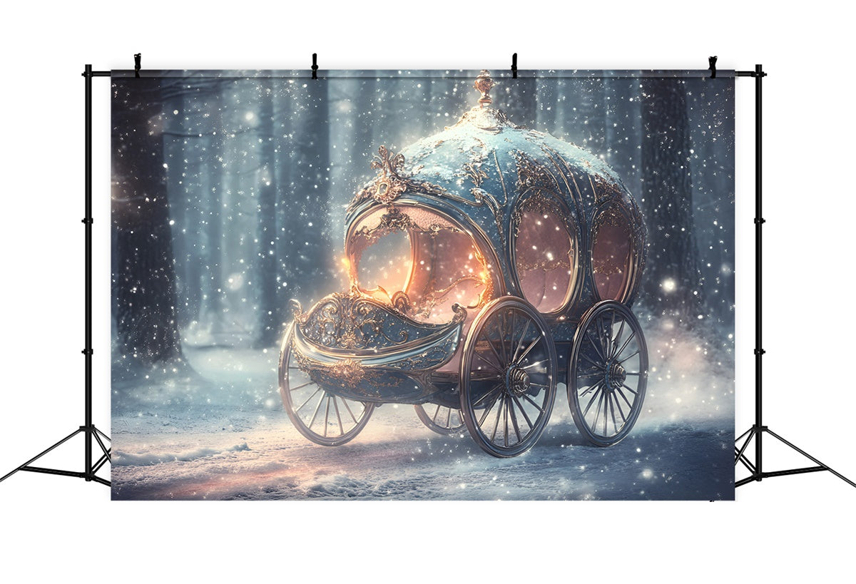 Snowy Backdrop Frosted Dream Coach Winter Backdrop UK GQ57-168