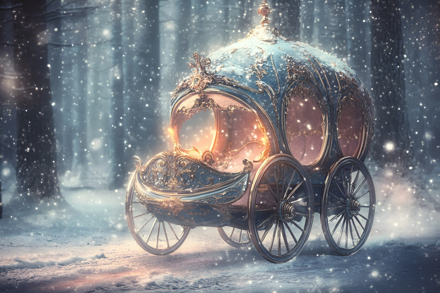 Snowy Backdrop Frosted Dream Coach Winter Backdrop UK GQ57-168