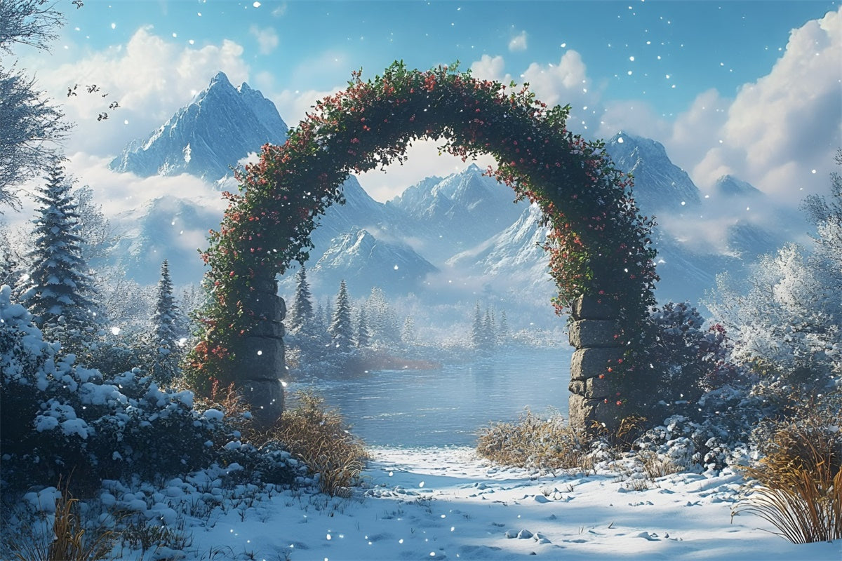 Winter Scene Backdrop Winter Bloom Archway Backdrop UK GQ57-169
