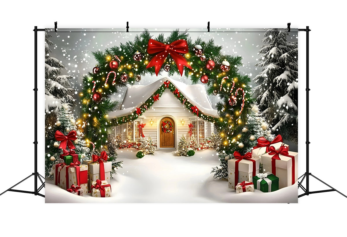 Christmas Backdrop Ideas Holiday Cottage Welcome Backdrop UK GQ57-17