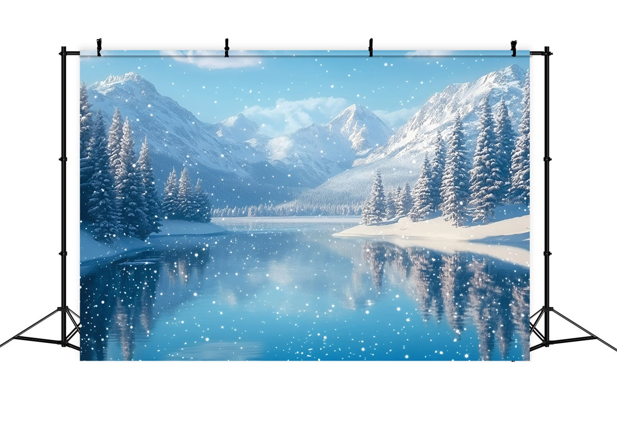 Winter Wonderland Backdrop Winter Serenity Lake Backdrop UK GQ57-170