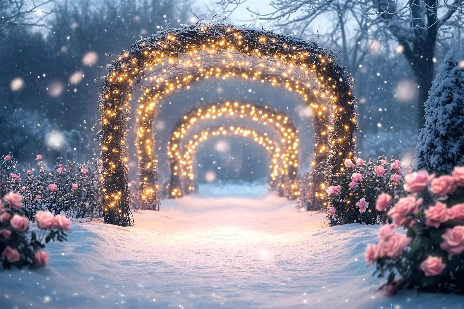 Winter Photography Backdrops Sparkling Rose Trail Backdrop UK GQ57-171