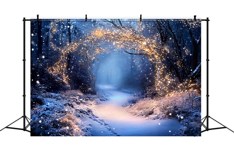 Winter Forest Backdrop Fairy Lights Trail Backdrop UK GQ57-174
