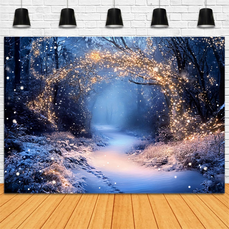 Winter Forest Backdrop Fairy Lights Trail Backdrop UK GQ57-174