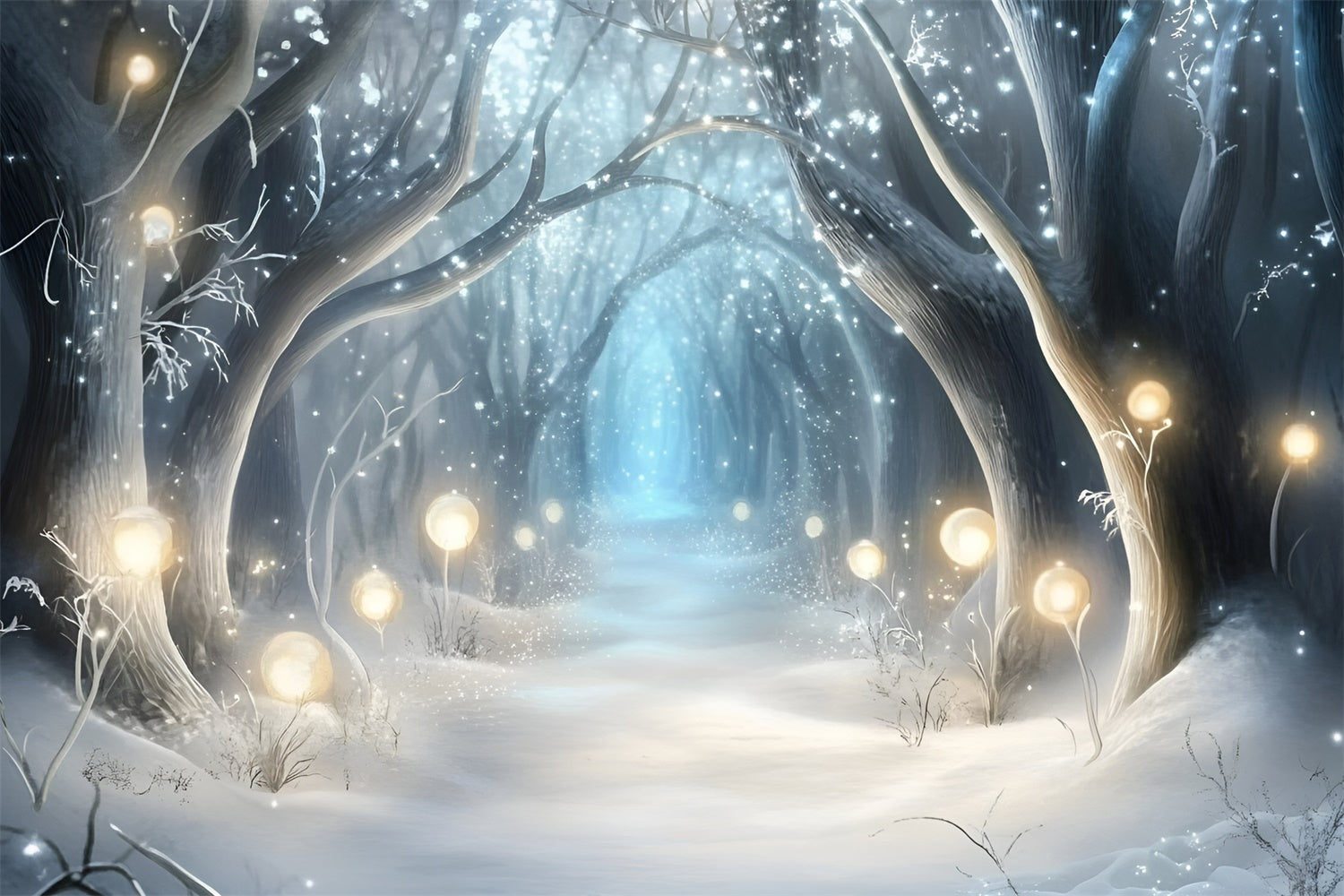 Winter Wonderland Backdrop Mystic Shine Forest Backdrop UK GQ57-176