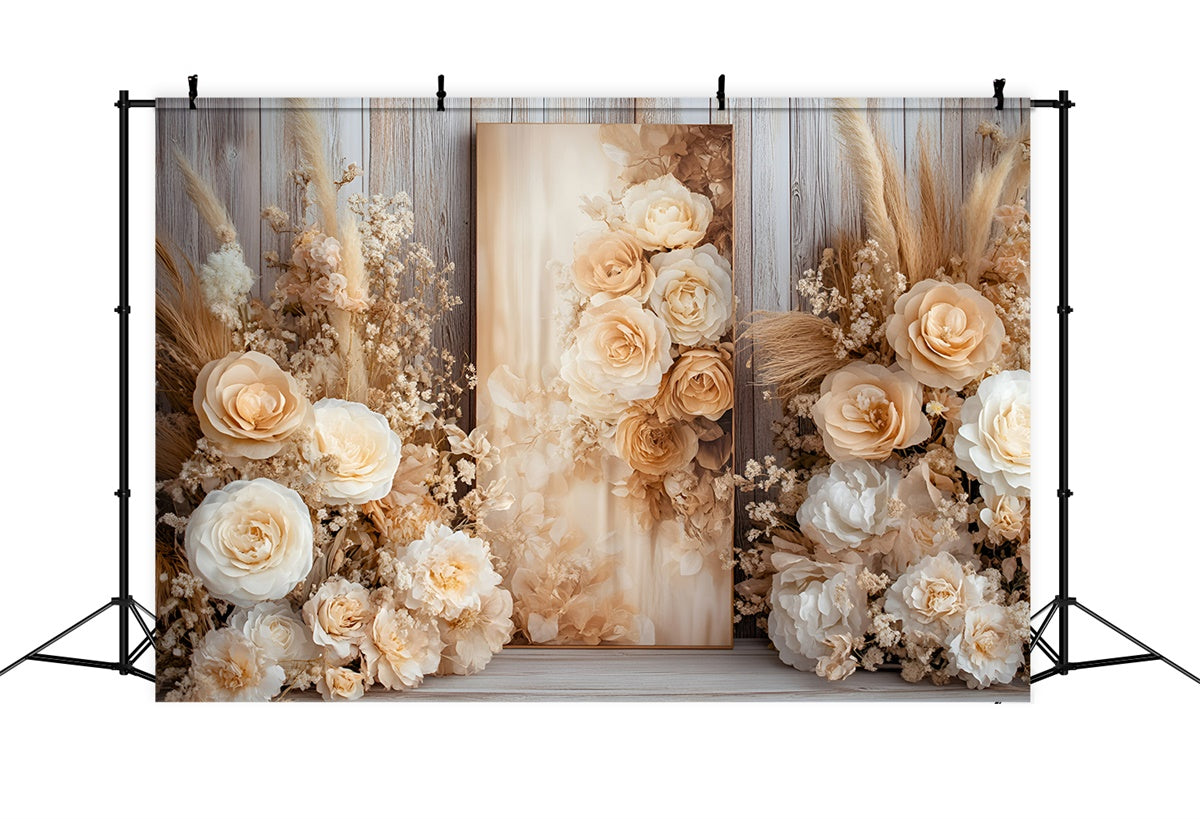 Backdrops Fine Art Creamy Rustic Floral Cloth Backdrops UK GQ57-188