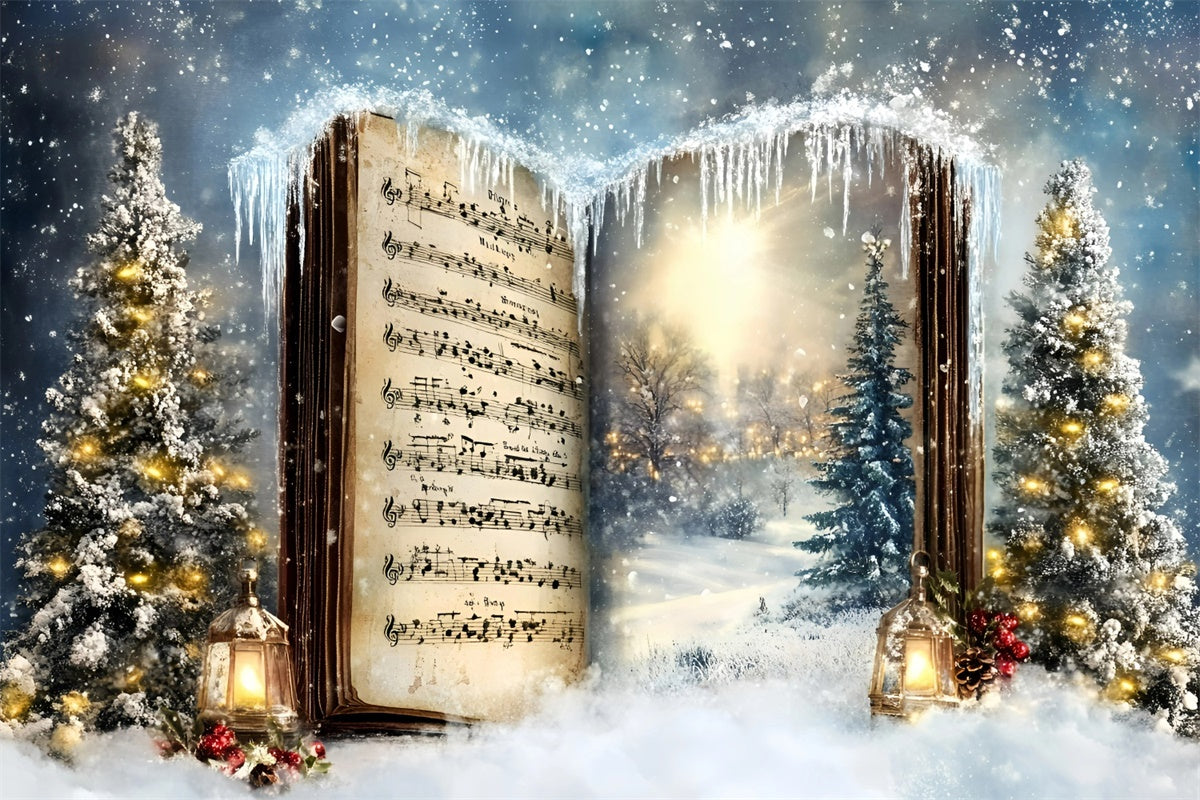 Christmas Backdrops For Photos Carol Frozen Forest Backdrop UK GQ57-19