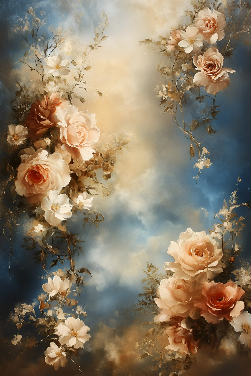Oil Painting Photography Backdrop Cloudy Rose Backdrop UK GQ57-191