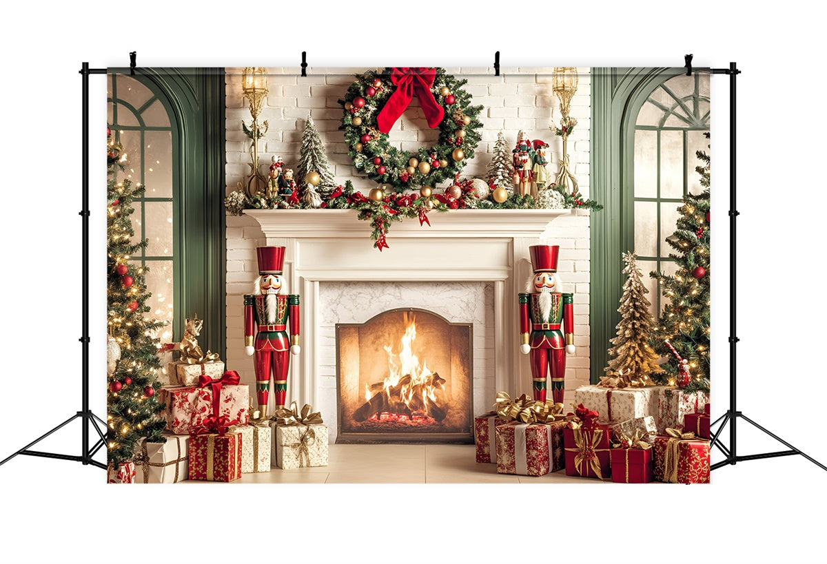 Christmas Fireplace Backdrop Nutcracker Hearth Dreams Backdrop UK GQ57-2