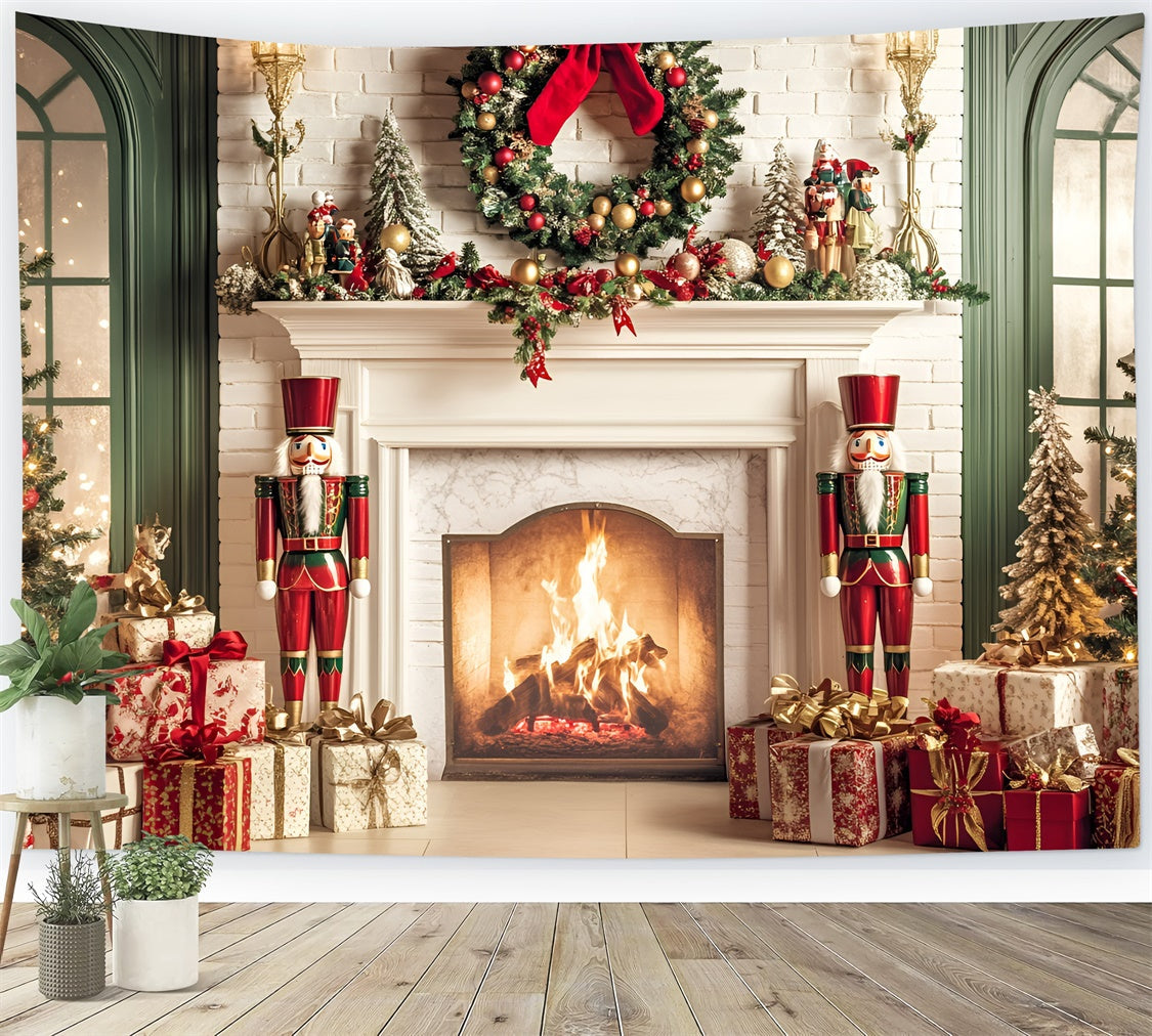 Christmas Fireplace Backdrop Nutcracker Hearth Dreams Backdrop UK GQ57-2