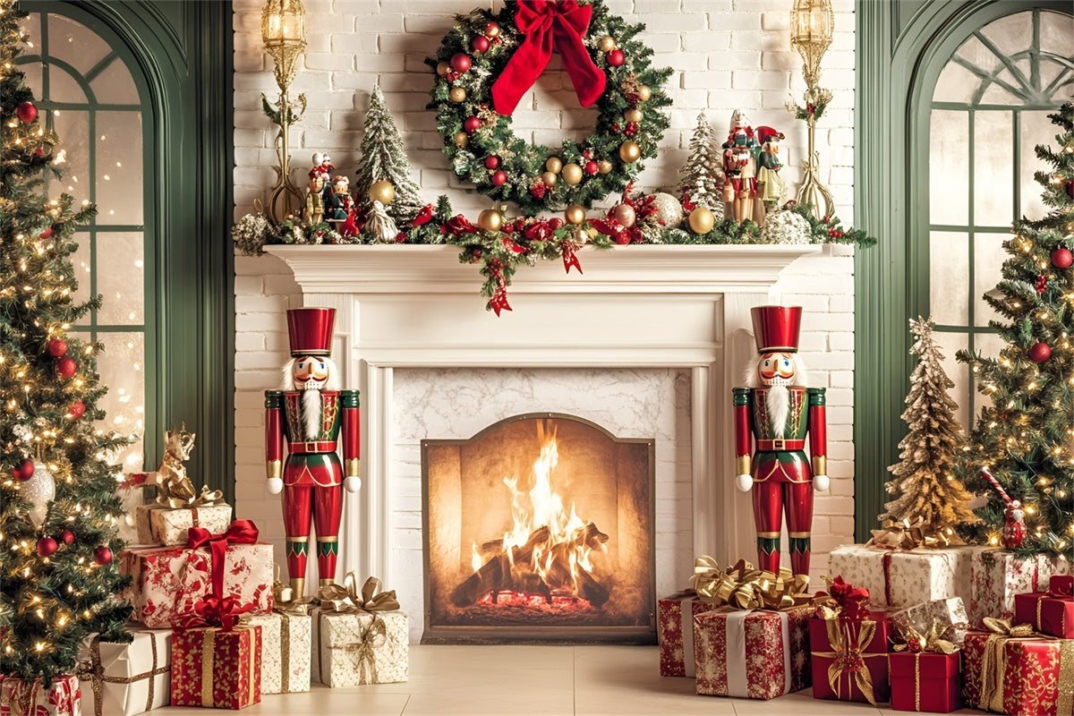 Christmas Fireplace Backdrop Nutcracker Hearth Dreams Backdrop UK GQ57-2