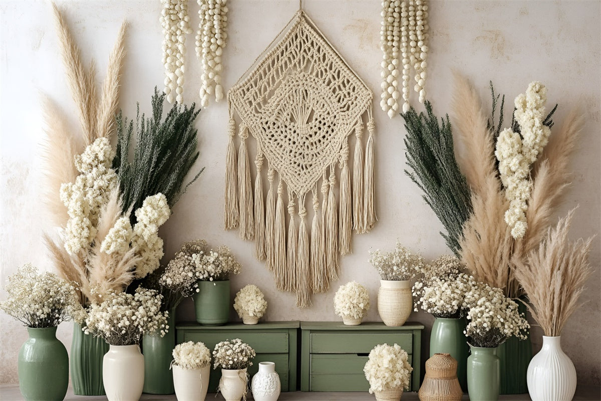 Boho Photo Backdrop Natural Harmony Corner Backdrop UK GQ57-212