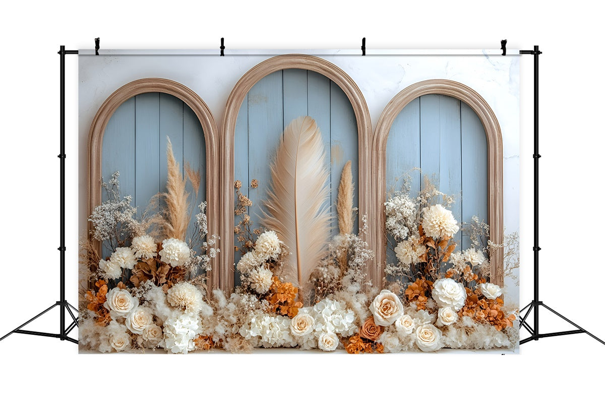 Boho Backdrop Photography Arch Feather Garden Backdrop UK GQ57-214