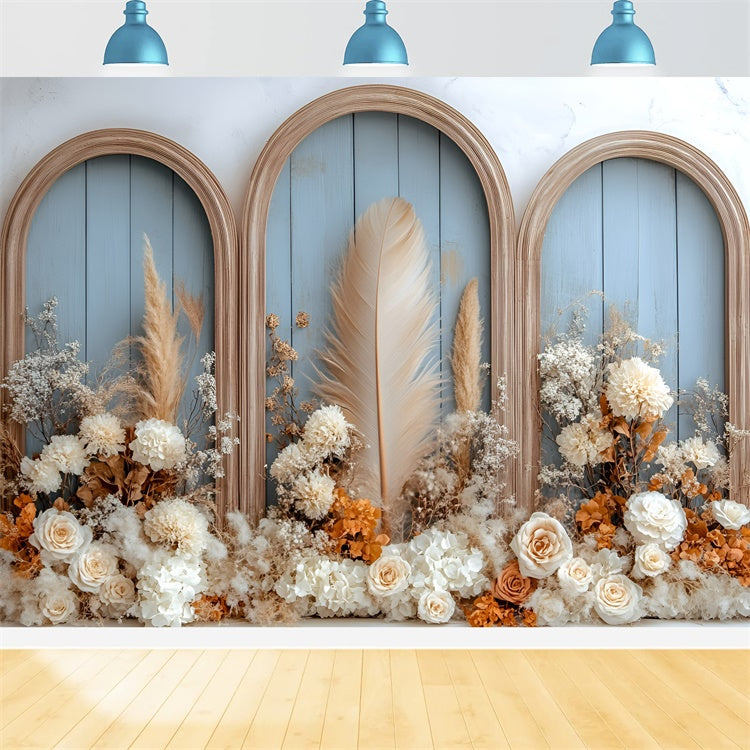 Boho Backdrop Photography Arch Feather Garden Backdrop UK GQ57-214