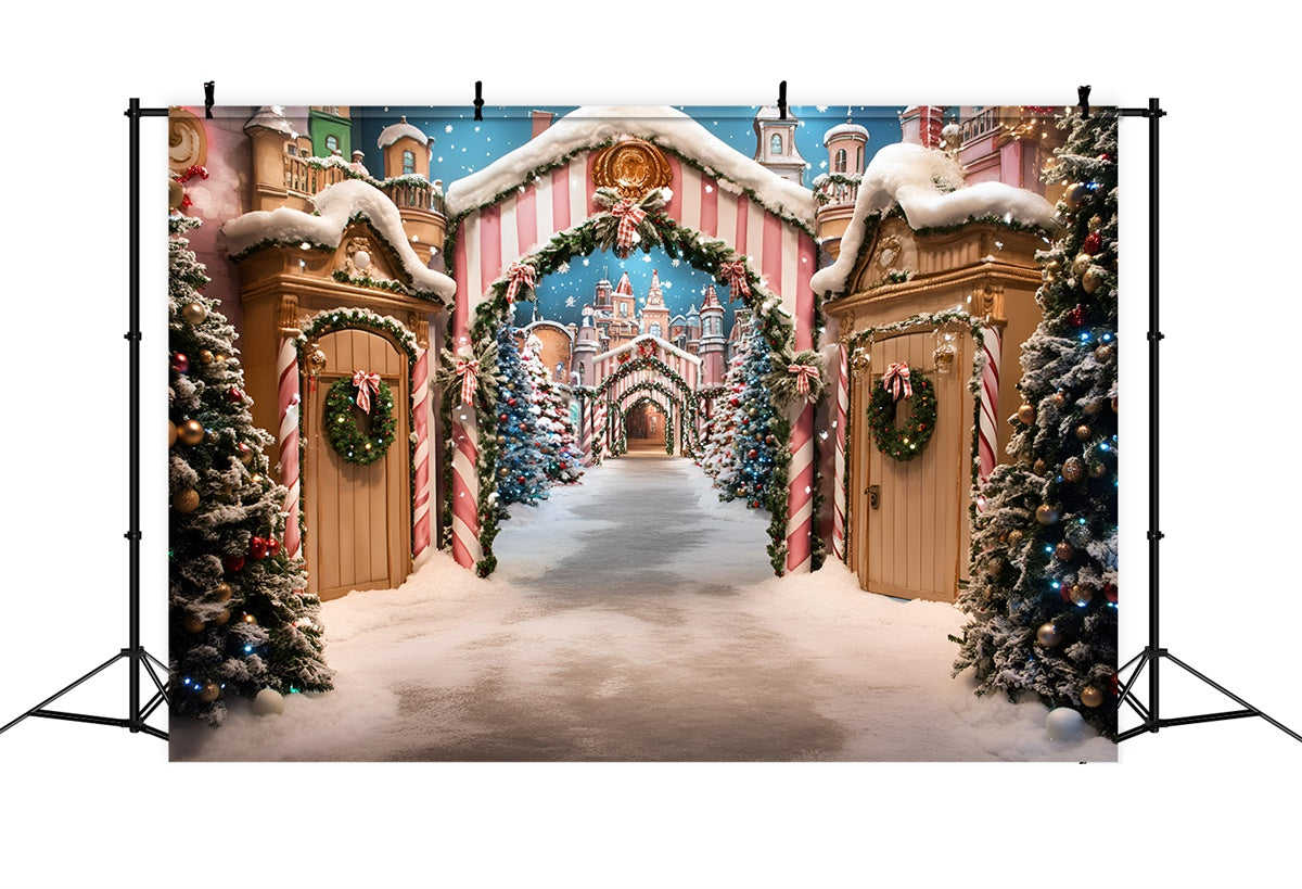 Christmas Photography Backdrops Festive Market Walk Backdrop UK GQ57-22