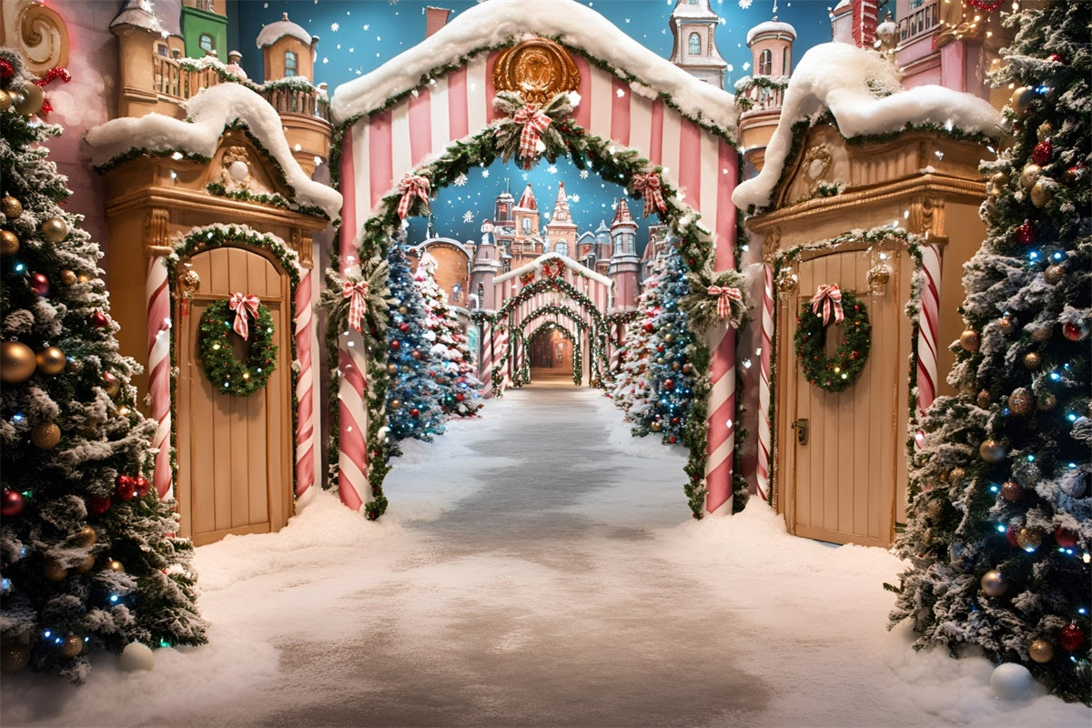Christmas Photography Backdrops Festive Market Walk Backdrop UK GQ57-22