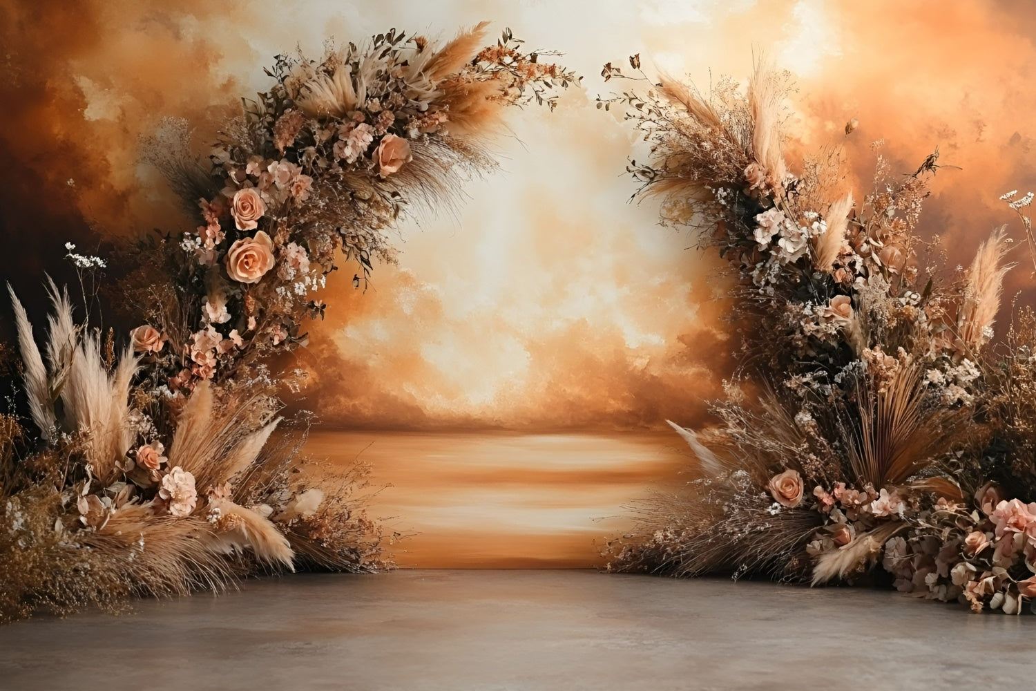 Boho Photography Backdrop Sunset Glow Bloom Backdrop UK GQ57-225