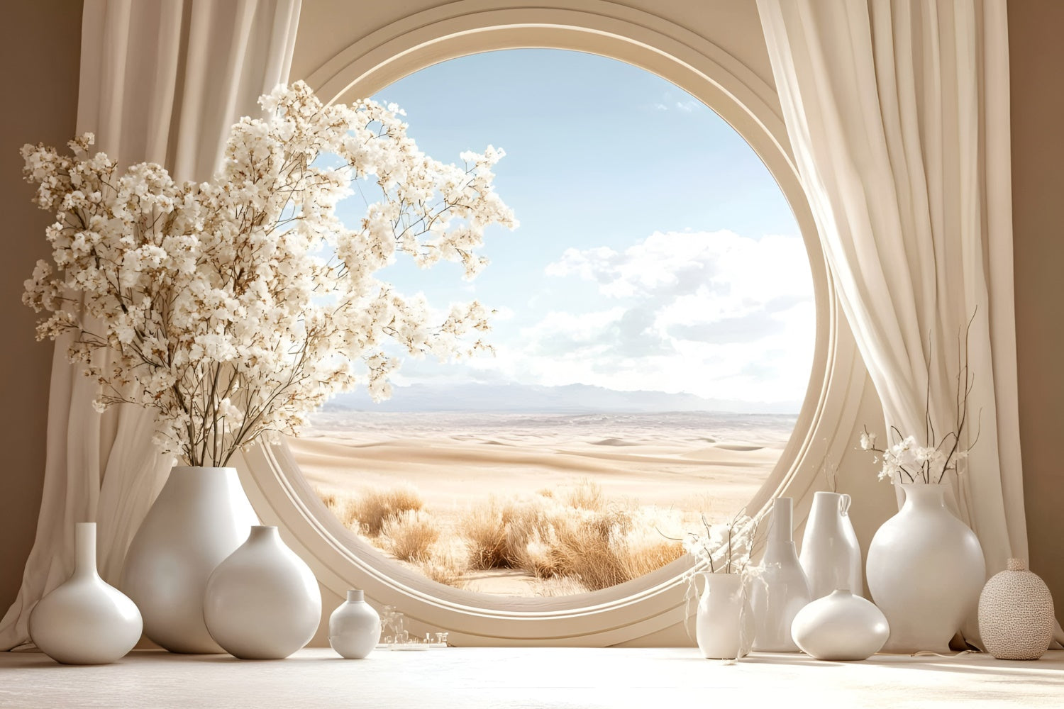 Boho Backdrop Desert Bloom Round Window Backdrop UK GQ57-227