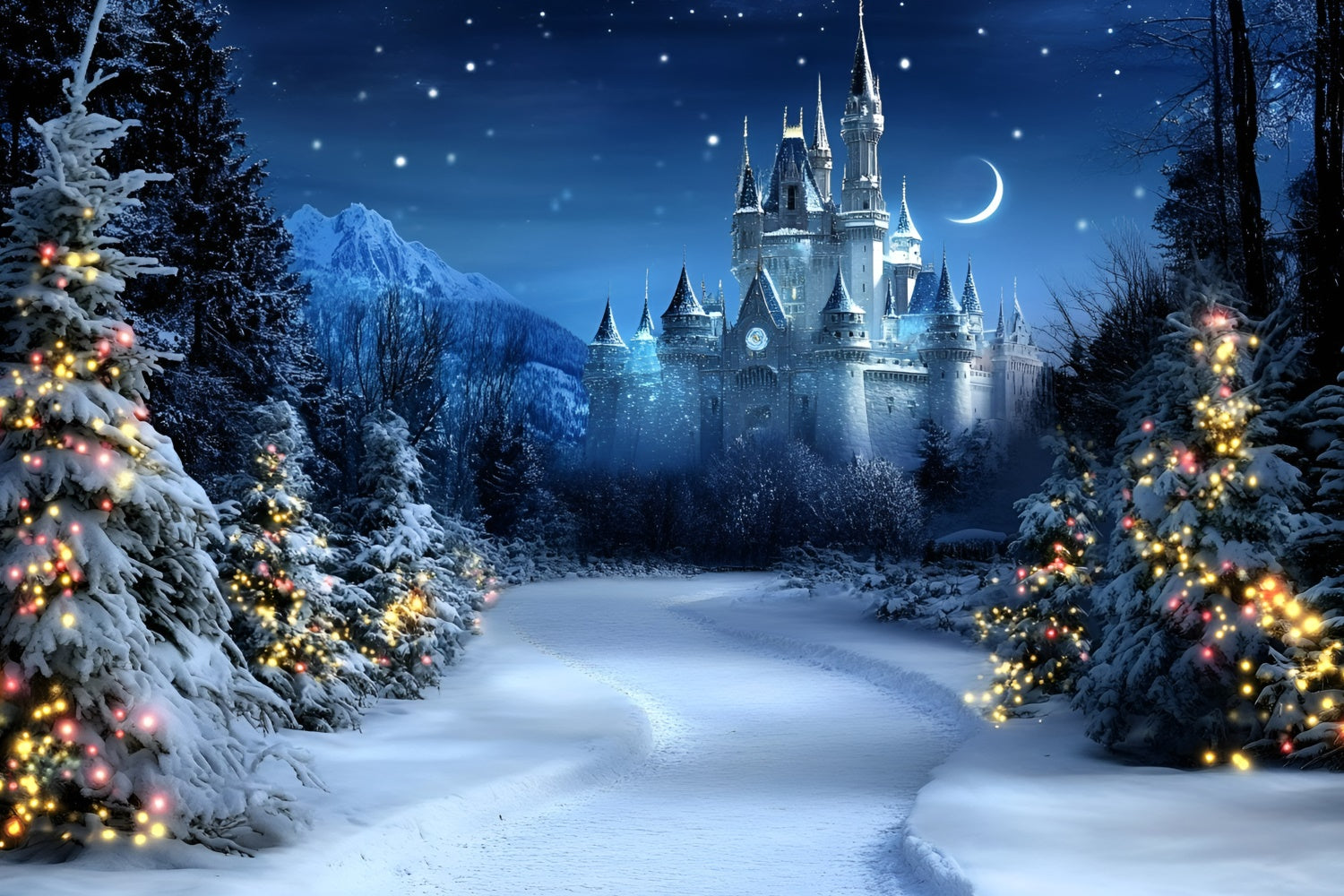 Christmas Backdrops Sale Starlit Holiday Palace Backdrop UK GQ57-24