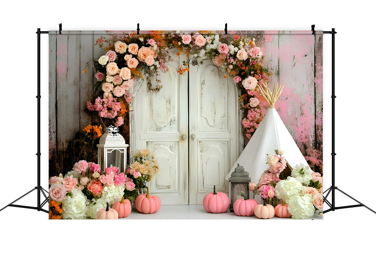 Bohemian Backdrop Sweet Rose Pumpkin Arch Backdrop UK GQ57-240