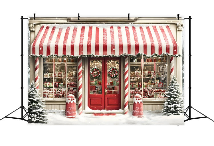 Christmas Photo Backdrops Striped Candy Market Backdrop UK GQ57-28