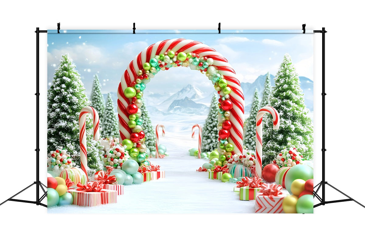 Christmas Photo Backdrop Candy Cane Wonderland Backdrop UK GQ57-3