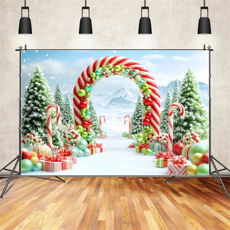Christmas Photo Backdrop Candy Cane Wonderland Backdrop UK GQ57-3