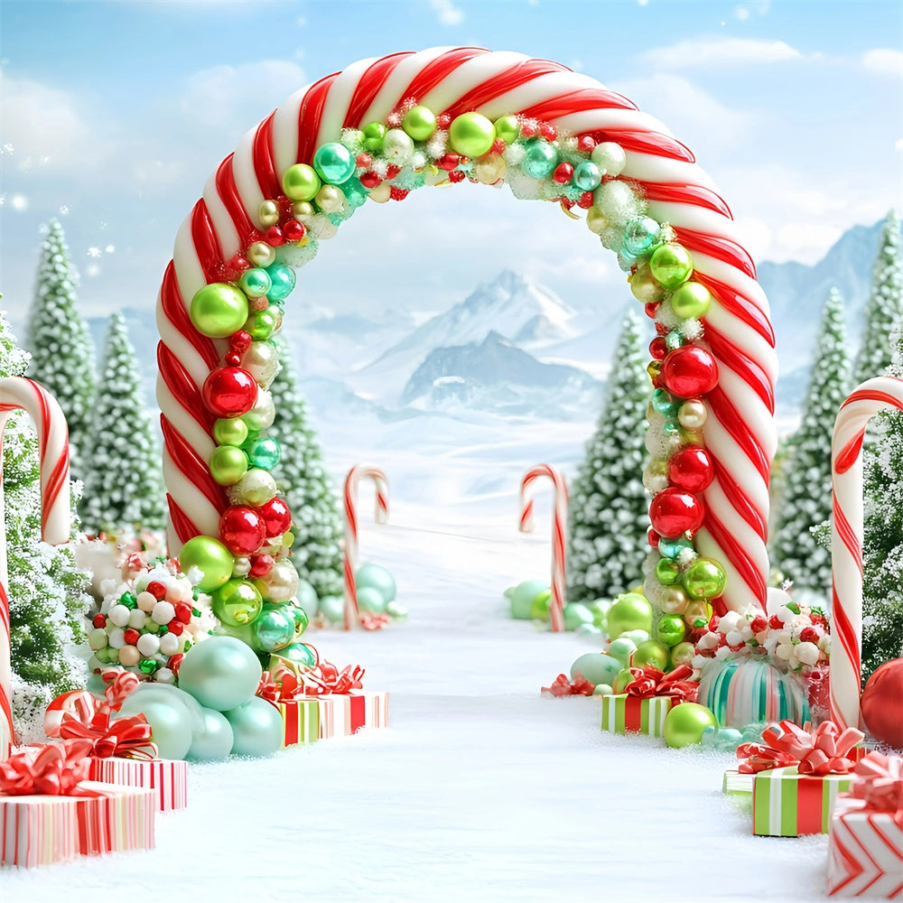 Christmas Photo Backdrop Candy Cane Wonderland Backdrop UK GQ57-3