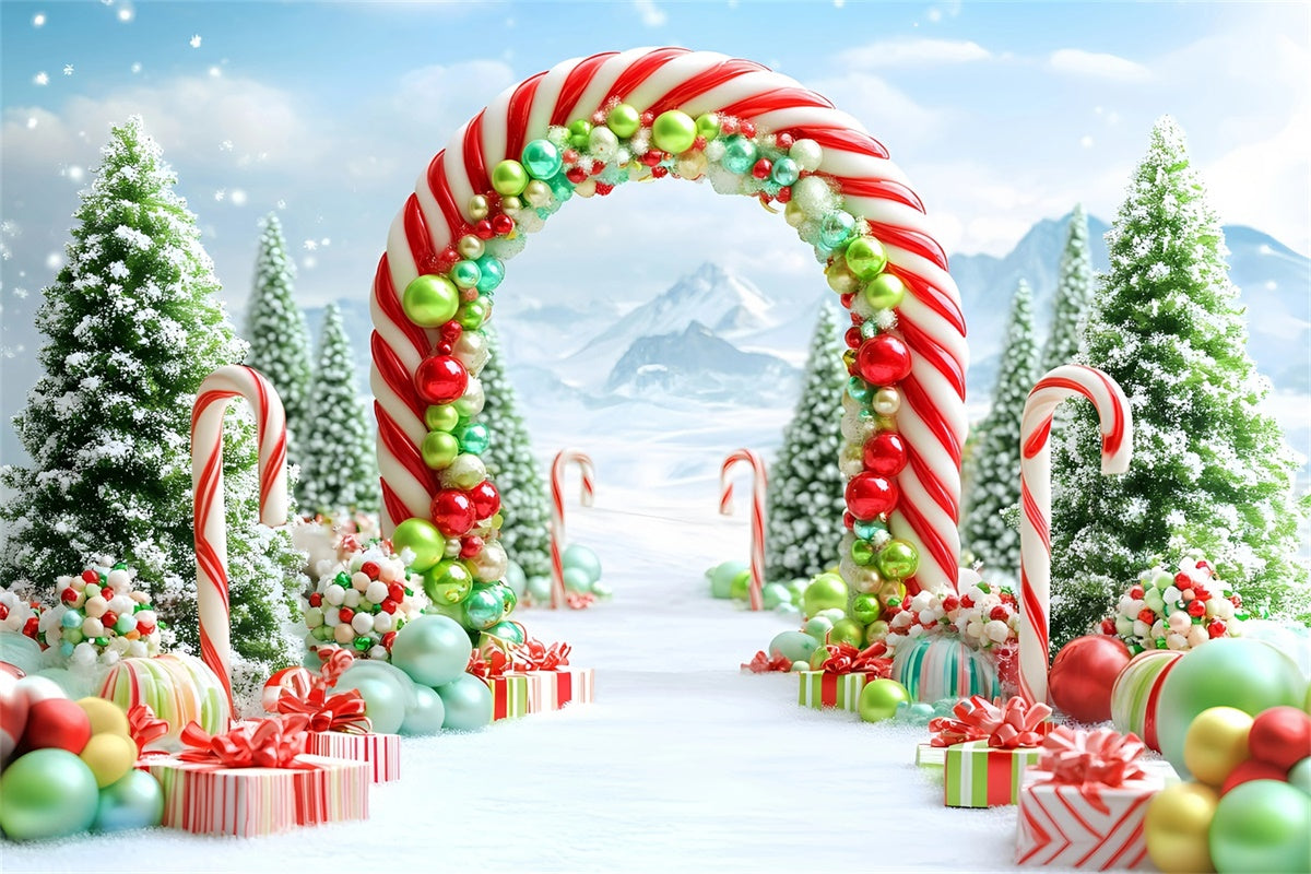 Christmas Photo Backdrop Candy Cane Wonderland Backdrop UK GQ57-3