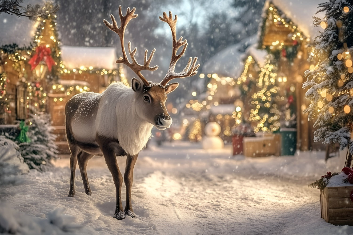 Christmas Photo Backdrop Reindeer Village Magic Backdrop UK GQ57-32