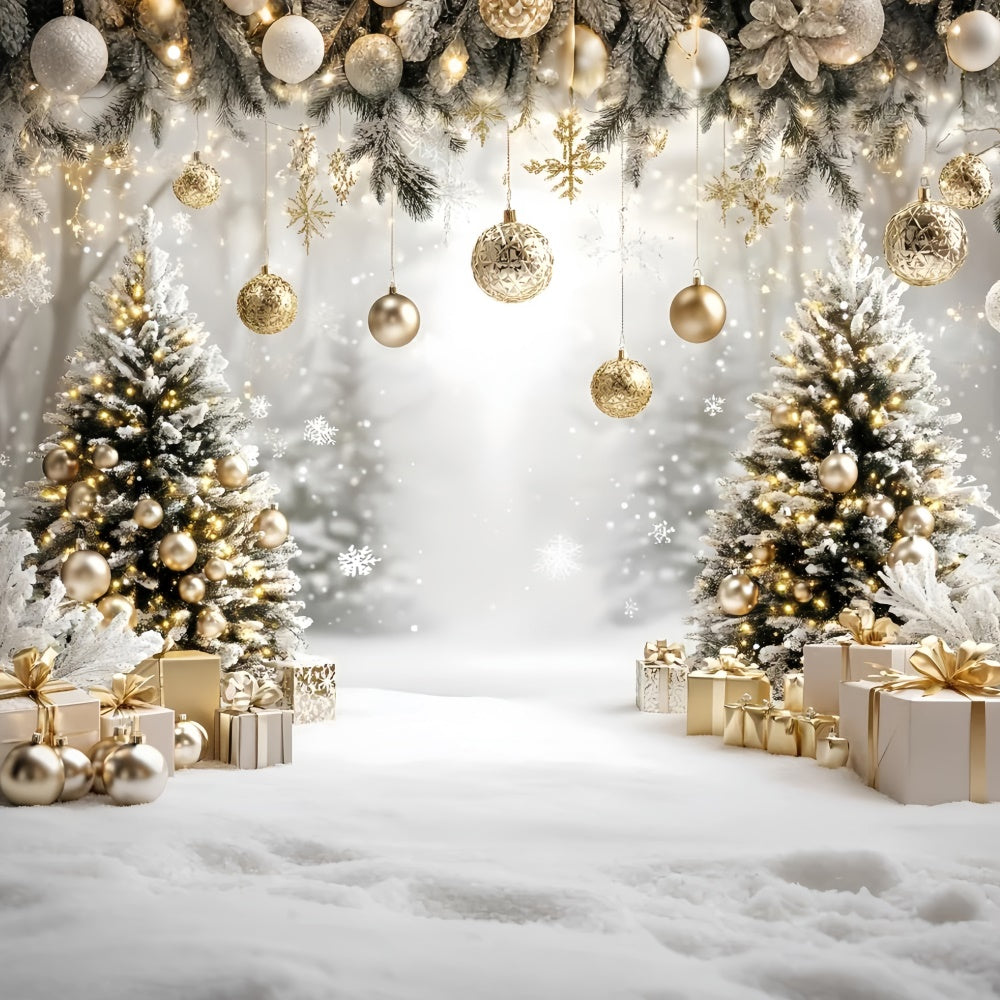Christmas Backdrops For Photos Snowy Elegance Glow Backdrop UK GQ57-33