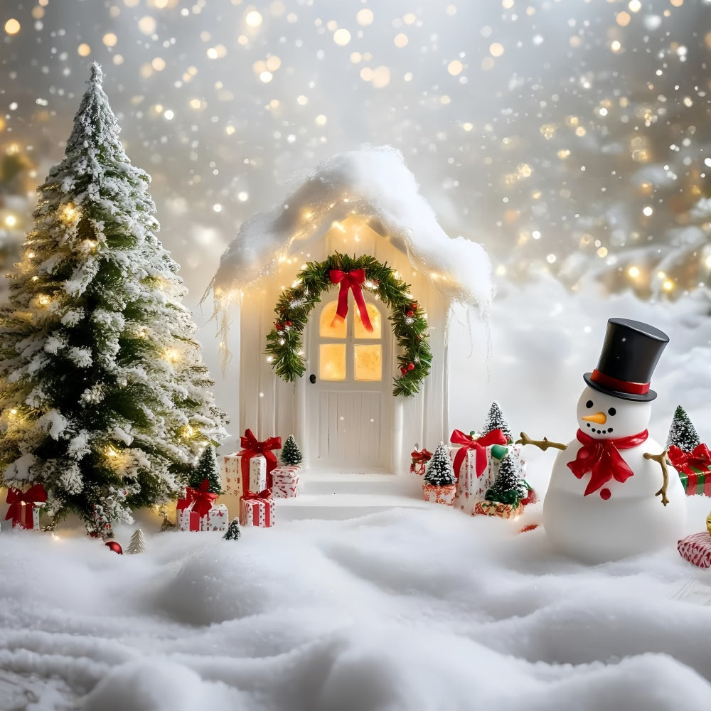 Christmas Photography Backdrops Snowman Cottage Cheer Backdrop UK GQ57-34
