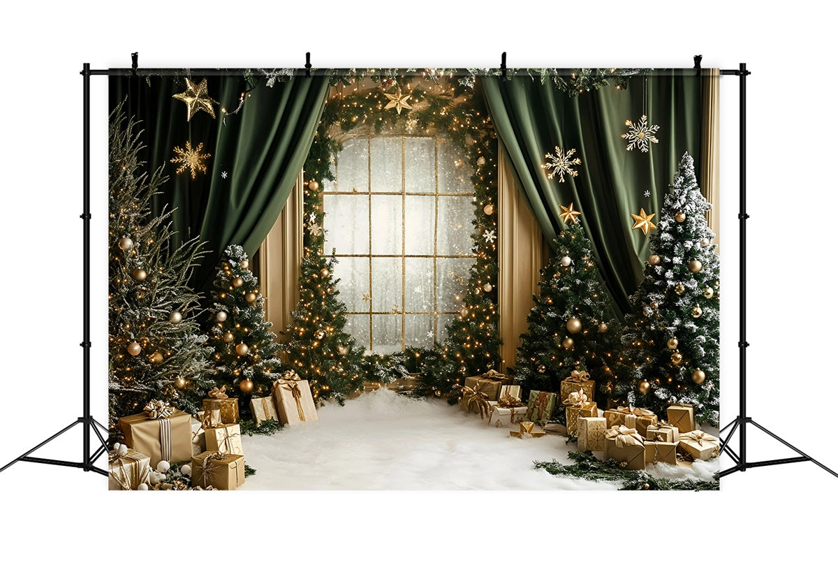 Christmas Backdrops For Photos Green Curtain Regal Backdrop UK GQ57-35