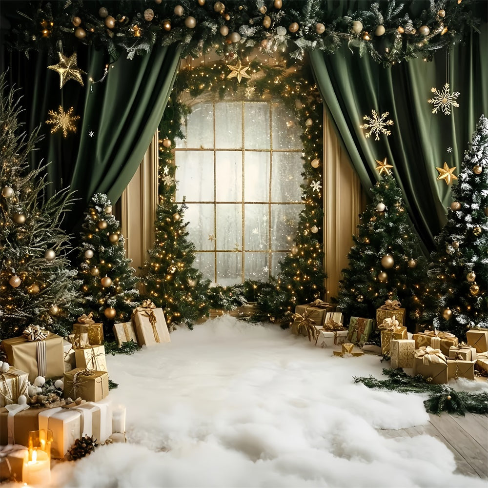 Christmas Backdrops For Photos Green Curtain Regal Backdrop UK GQ57-35