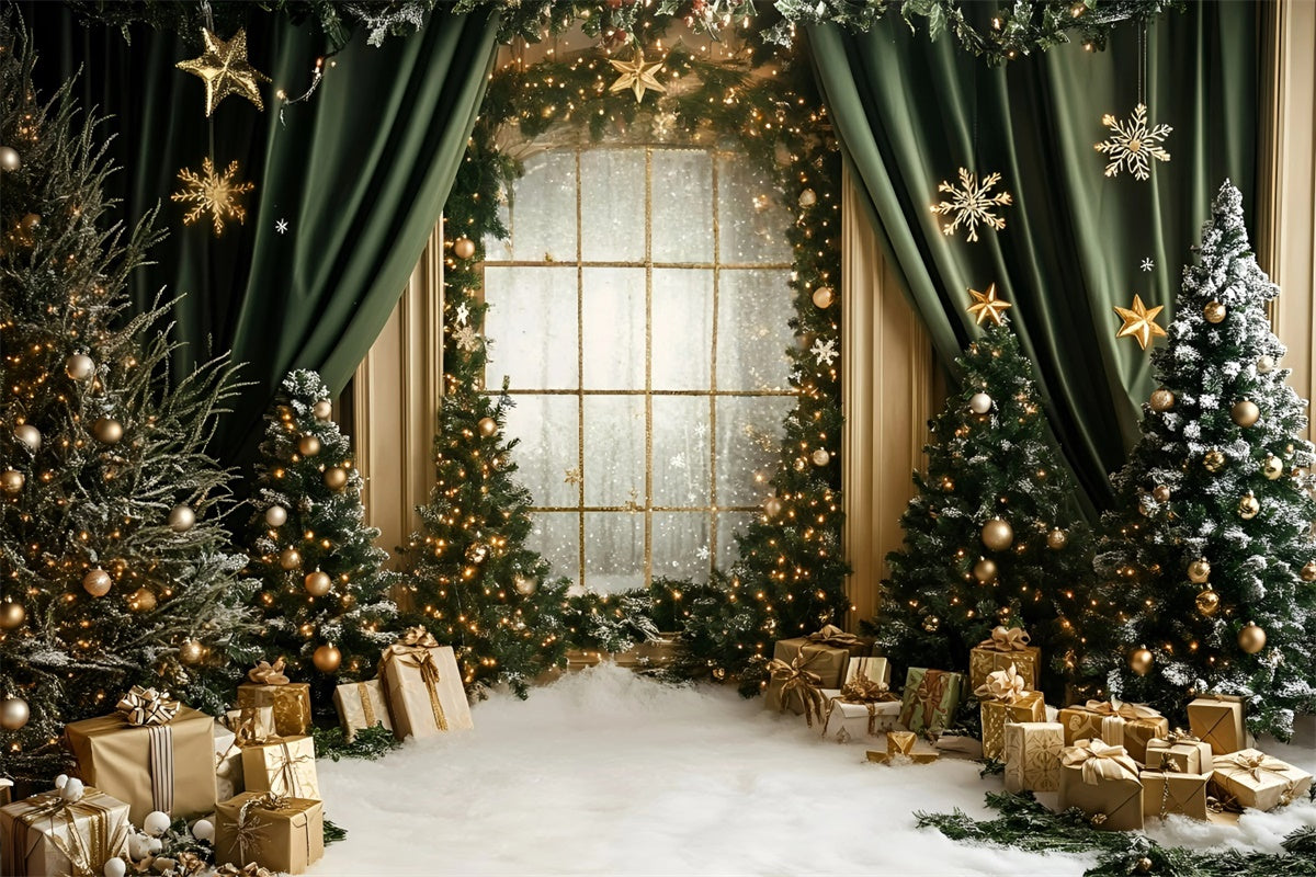 Christmas Backdrops For Photos Green Curtain Regal Backdrop UK GQ57-35