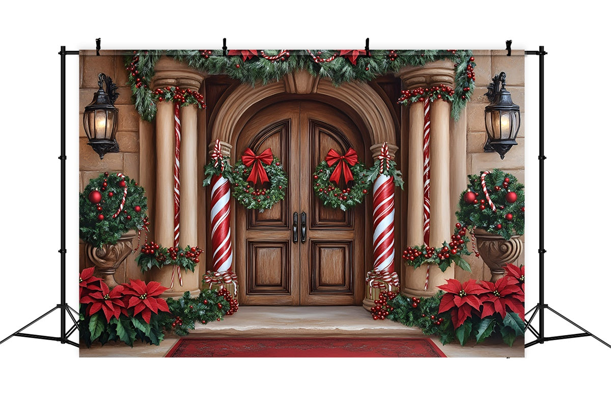 Christmas Backdrops Sale Candy Cane Column Entry Backdrop UK GQ57-39