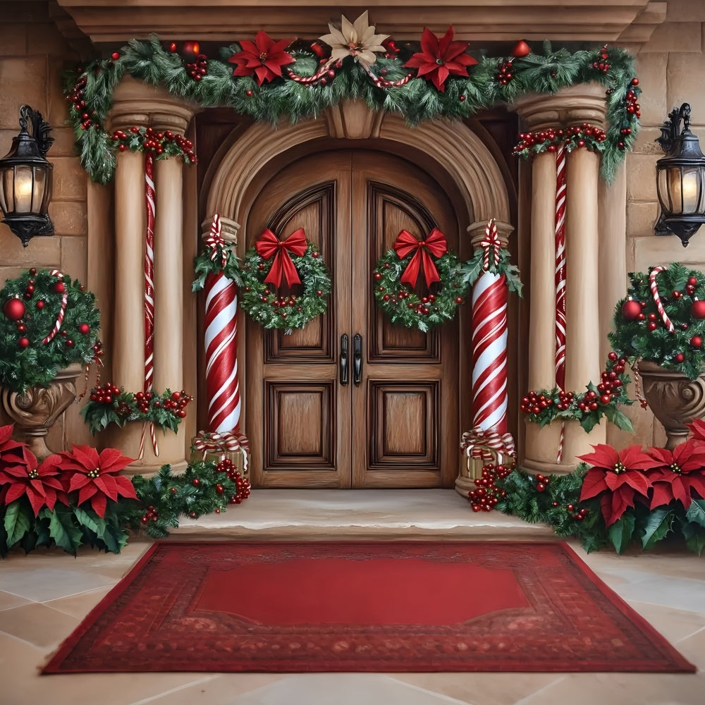 Christmas Backdrops Sale Candy Cane Column Entry Backdrop UK GQ57-39