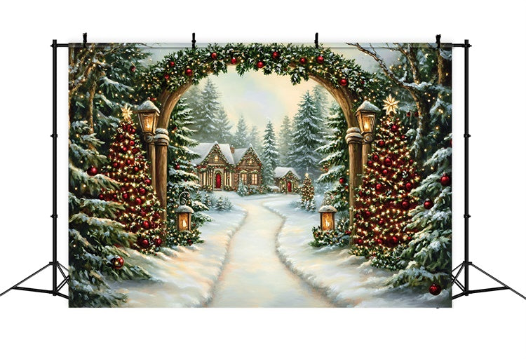 Christmas Photo Backdrop Enchanted Holiday Trail Backdrop UK GQ57-40
