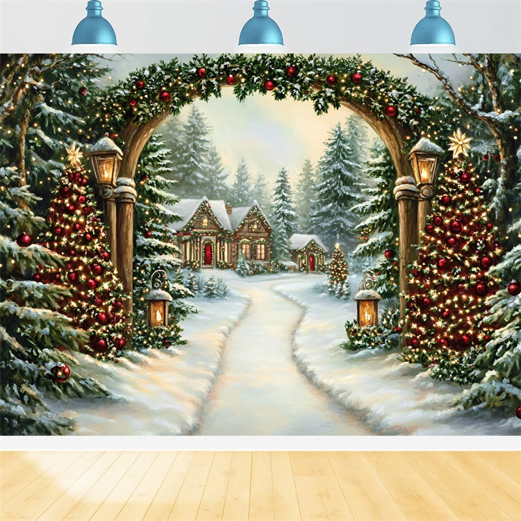 Christmas Photo Backdrop Enchanted Holiday Trail Backdrop UK GQ57-40