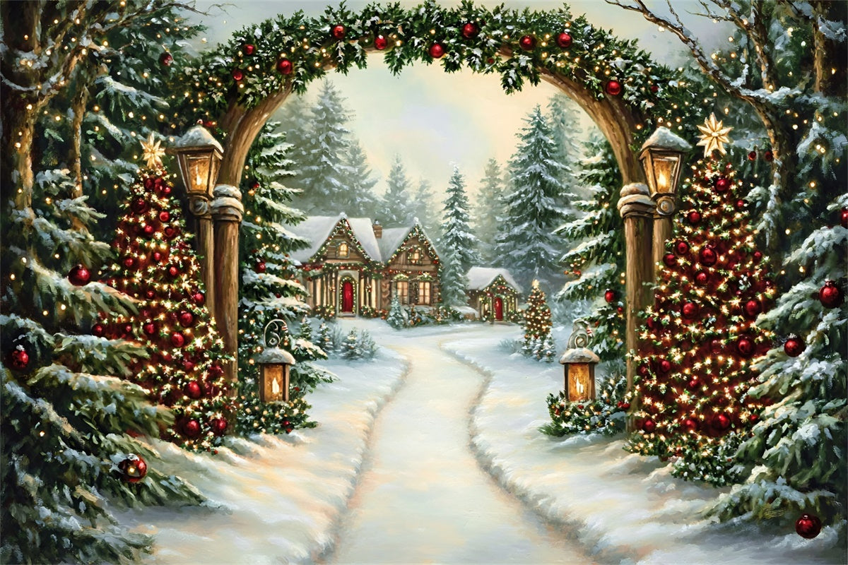 Christmas Photo Backdrop Enchanted Holiday Trail Backdrop UK GQ57-40
