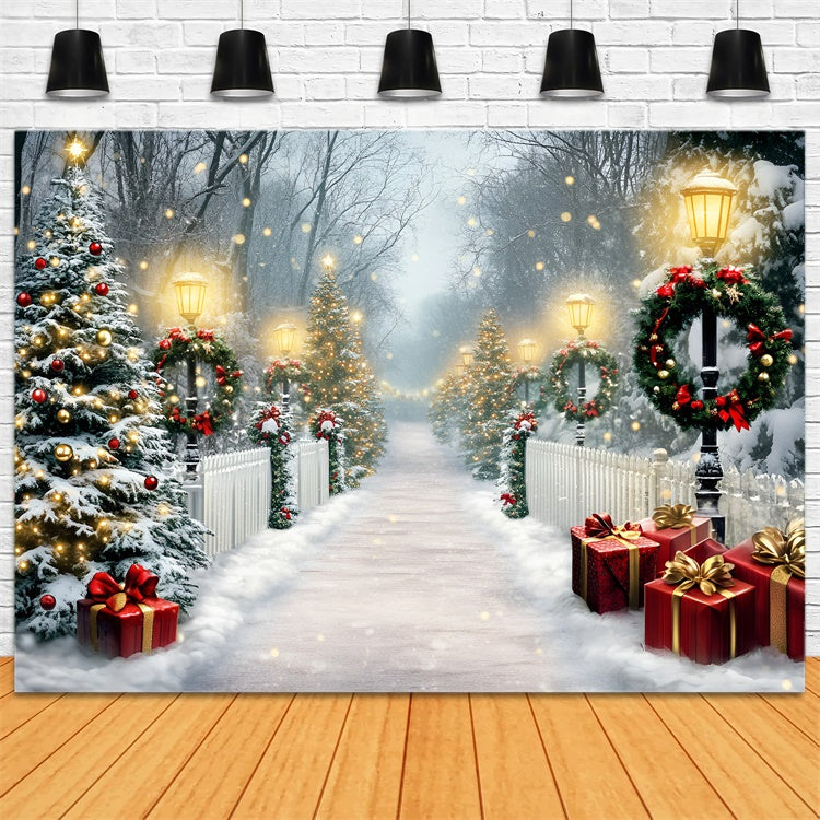 Christmas Photo Backdrops Sparkling Holiday Path Backdrop UK GQ57-45