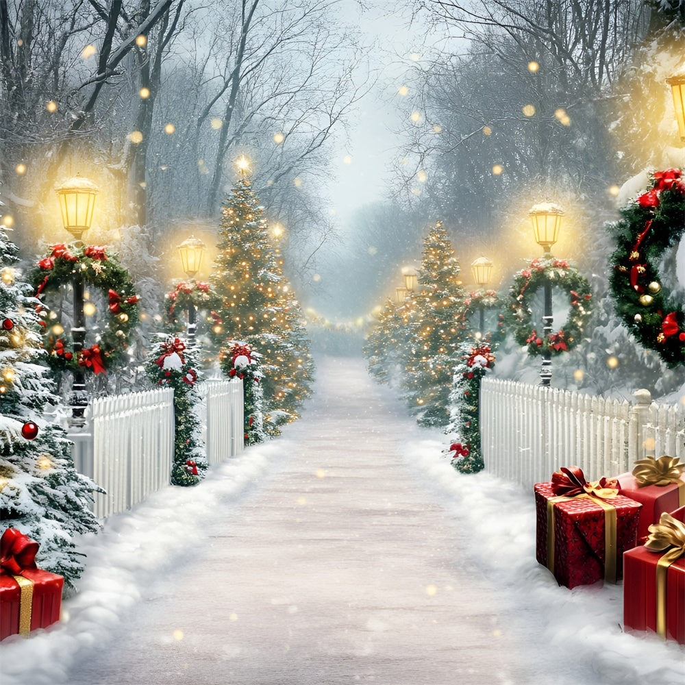 Christmas Photo Backdrops Sparkling Holiday Path Backdrop UK GQ57-45