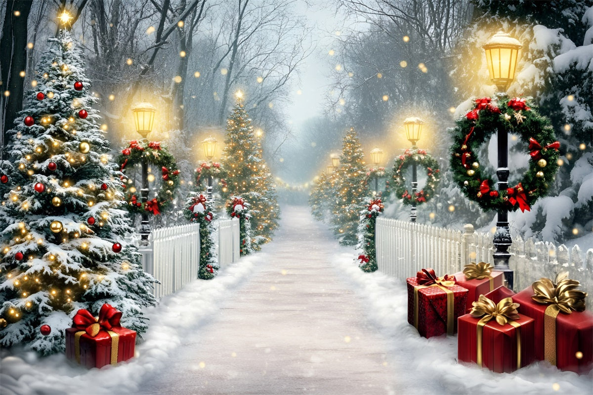 Christmas Photo Backdrops Sparkling Holiday Path Backdrop UK GQ57-45
