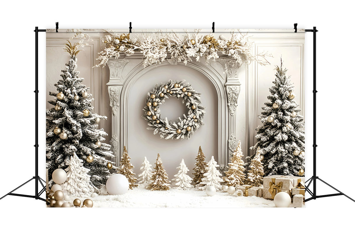 Christmas Backdrop Ideas Golden Pine Winter Hearth Backdrop UK GQ57-46