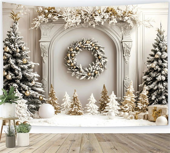 Christmas Backdrop Ideas Golden Pine Winter Hearth Backdrop UK GQ57-46