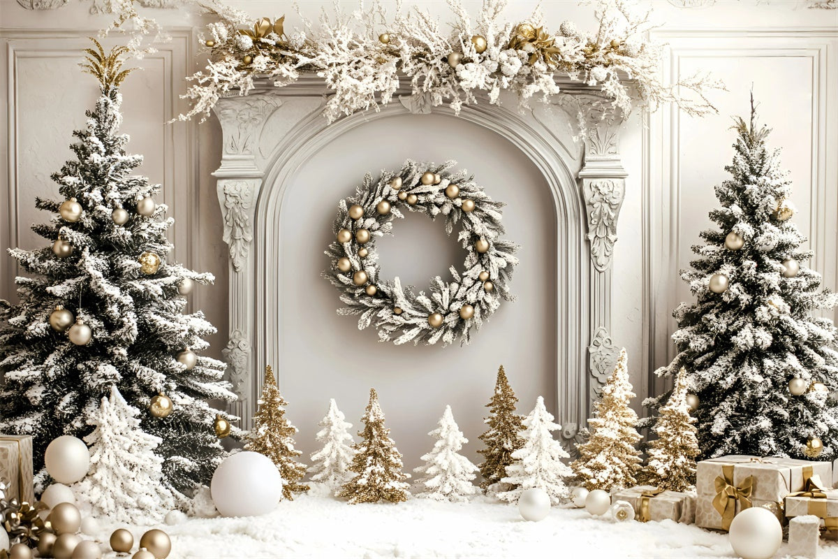 Christmas Backdrop Ideas Golden Pine Winter Hearth Backdrop UK GQ57-46