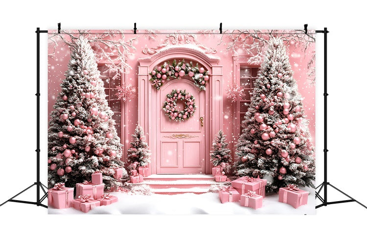 Christmas Backdrops Whimsical Pink Holiday Winter Backdrop UK GQ57-49