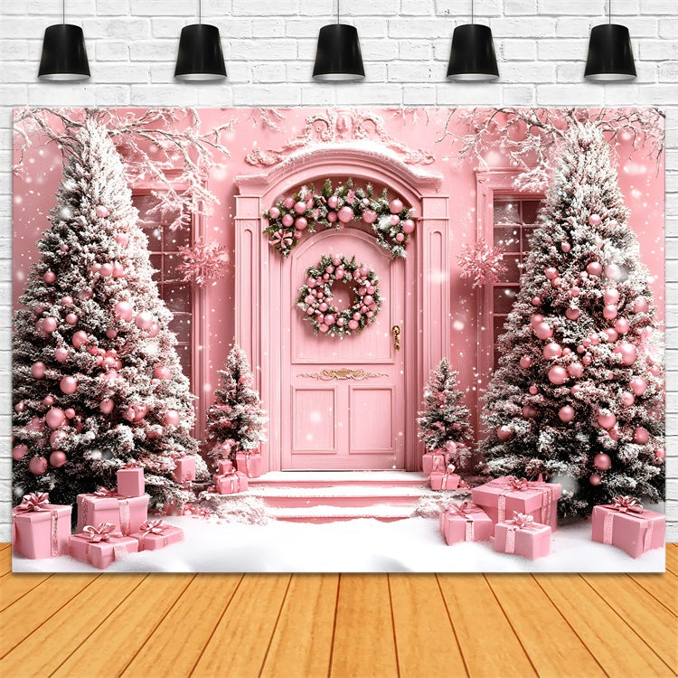Christmas Backdrops Whimsical Pink Holiday Winter Backdrop UK GQ57-49